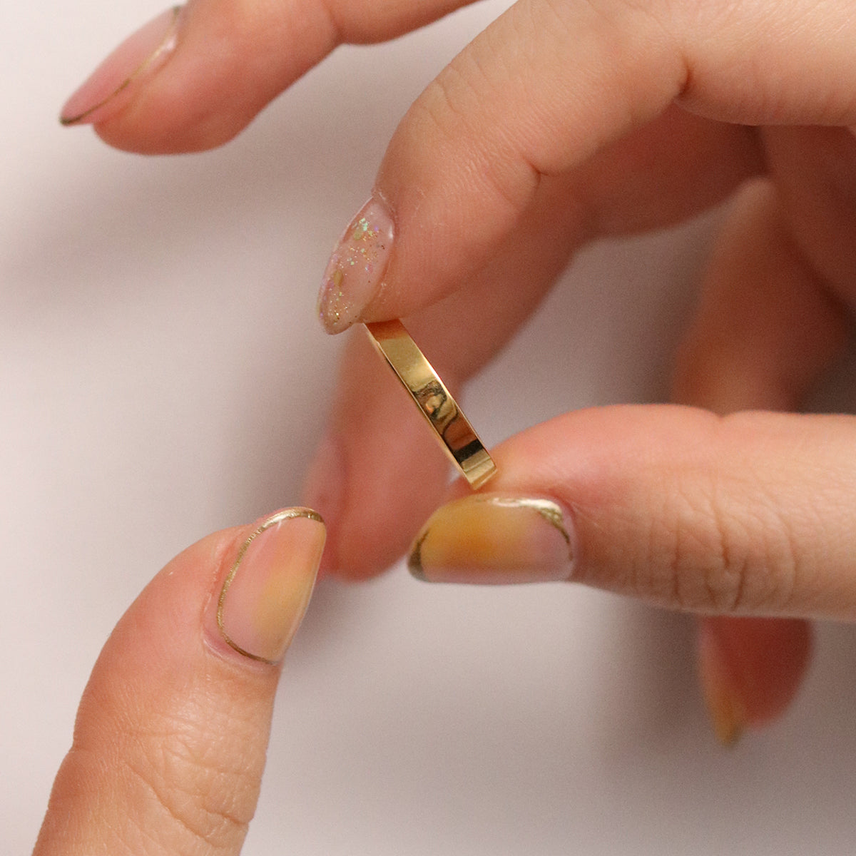 Bold square plain band ring-2