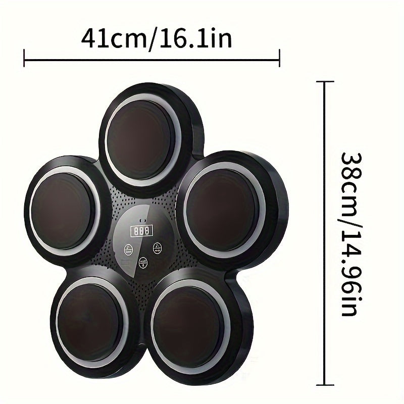 Wall-Mounted Electronic Boxing Training Pad with Dynamic Rhythms(Black)-1
