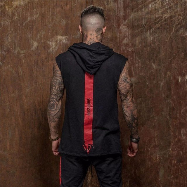 Bodybuilding Stringer Tank Top with hooded Mens Gyms Clothing Fitness Mens Sleeveless Vests Cotton Singlets Muscle Sports vest-13