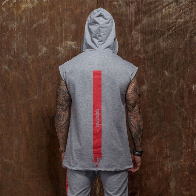 Bodybuilding Stringer Tank Top with hooded Mens Gyms Clothing Fitness Mens Sleeveless Vests Cotton Singlets Muscle Sports vest-14