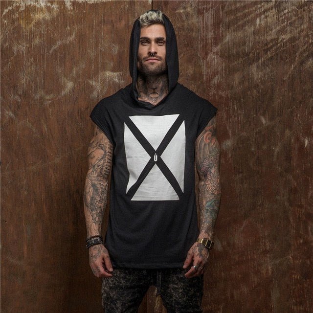 Bodybuilding Stringer Tank Top with hooded Mens Gyms Clothing Fitness Mens Sleeveless Vests Cotton Singlets Muscle Sports vest-6