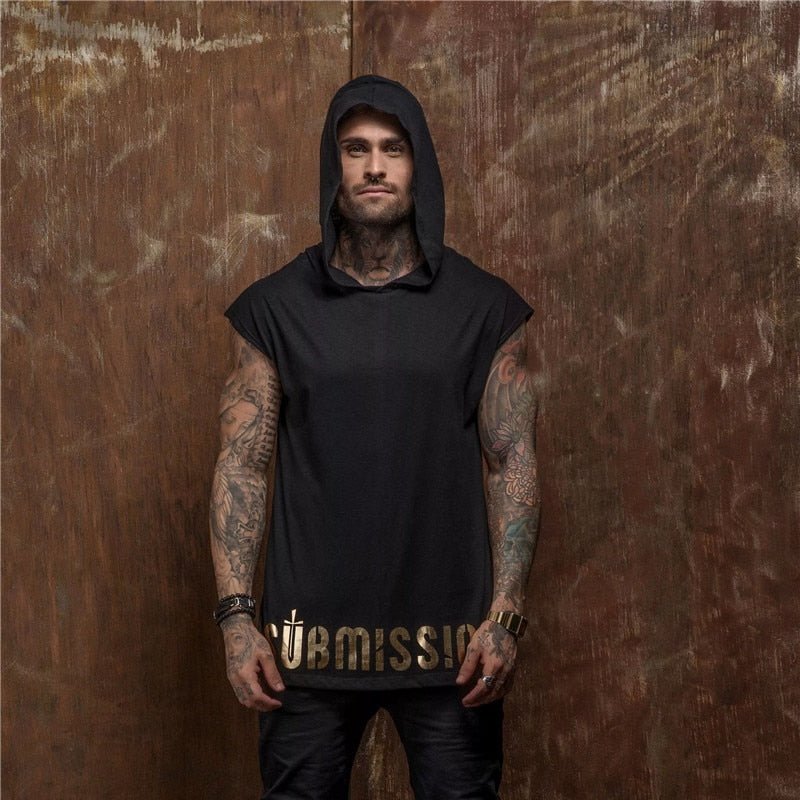 Bodybuilding Stringer Tank Top with hooded Mens Gyms Clothing Fitness Mens Sleeveless Vests Cotton Singlets Muscle Sports vest-4
