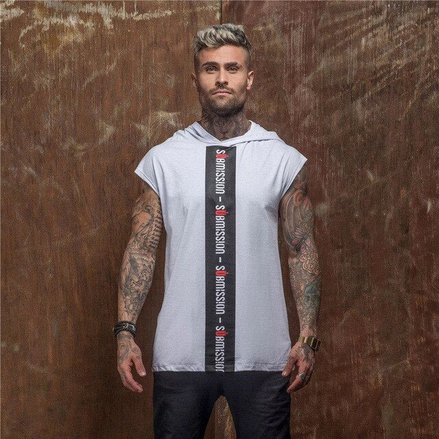 Bodybuilding Stringer Tank Top with hooded Mens Gyms Clothing Fitness Mens Sleeveless Vests Cotton Singlets Muscle Sports vest-8