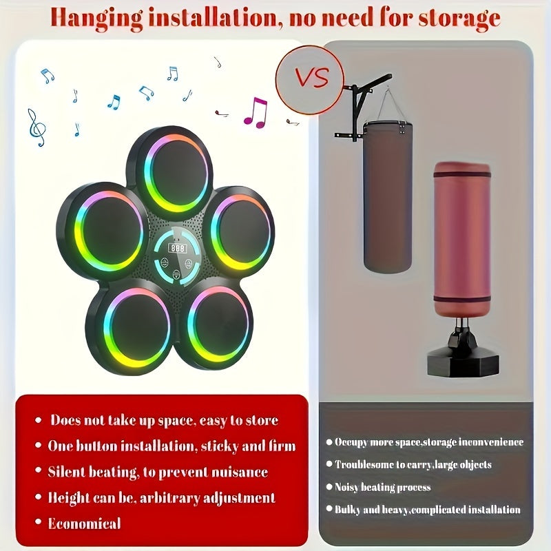 Wall-Mounted Electronic Boxing Training Pad with Dynamic Rhythms(Black)-2