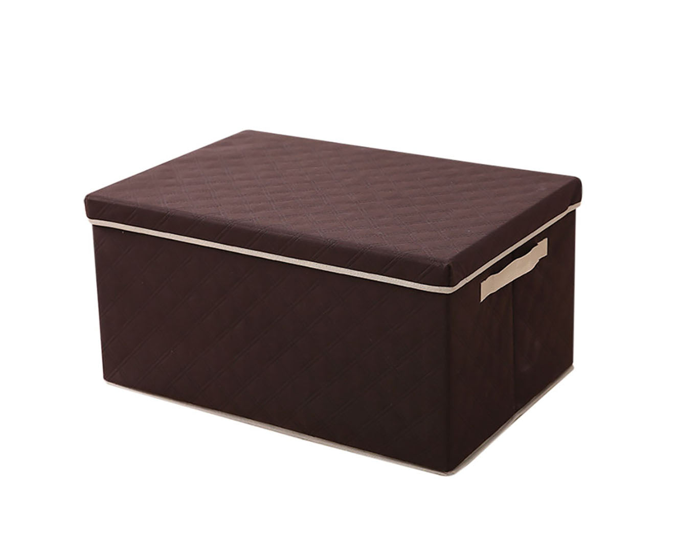 NNEAGS Extra Large Coffee Non-Woven Diamond Quilt Grid Fabric Storage/Organizer Box-0