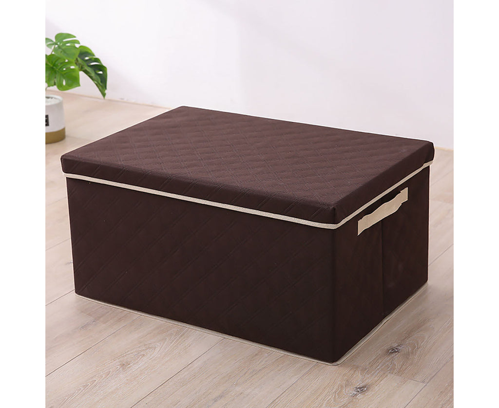 NNEAGS Extra Large Coffee Non-Woven Diamond Quilt Grid Fabric Storage/Organizer Box-1