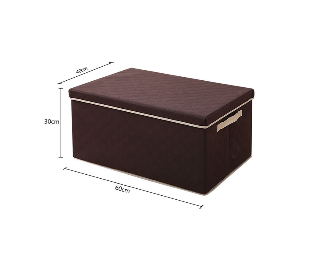 NNEAGS Extra Large Coffee Non-Woven Diamond Quilt Grid Fabric Storage/Organizer Box-3