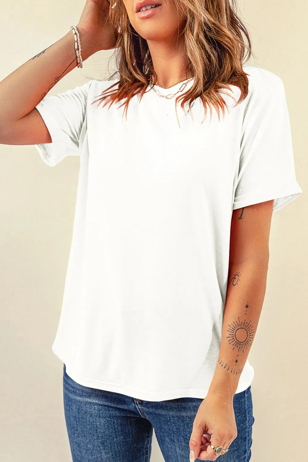 Gray Casual Plain Crew Neck Tee-5