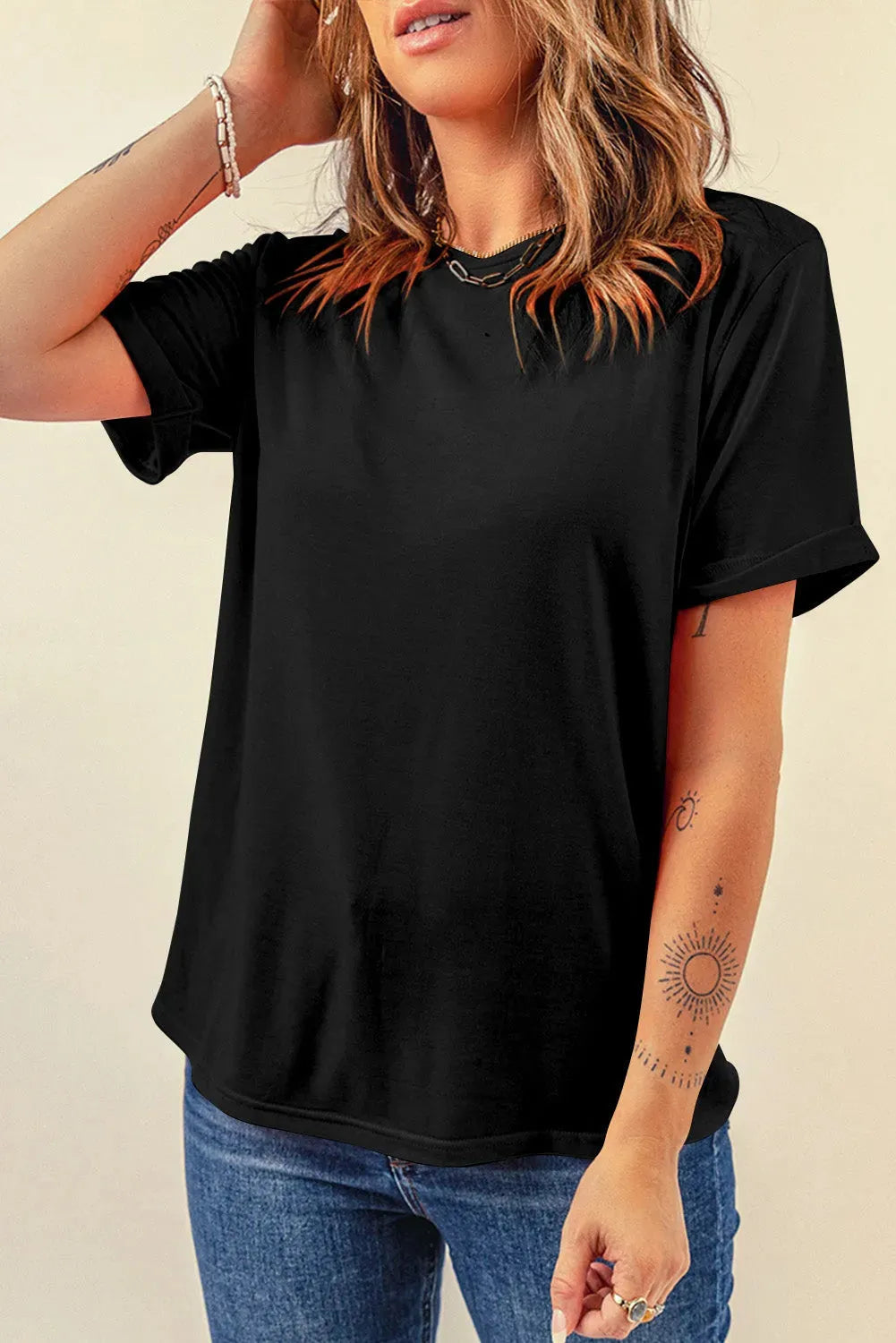 Gray Casual Plain Crew Neck Tee-8