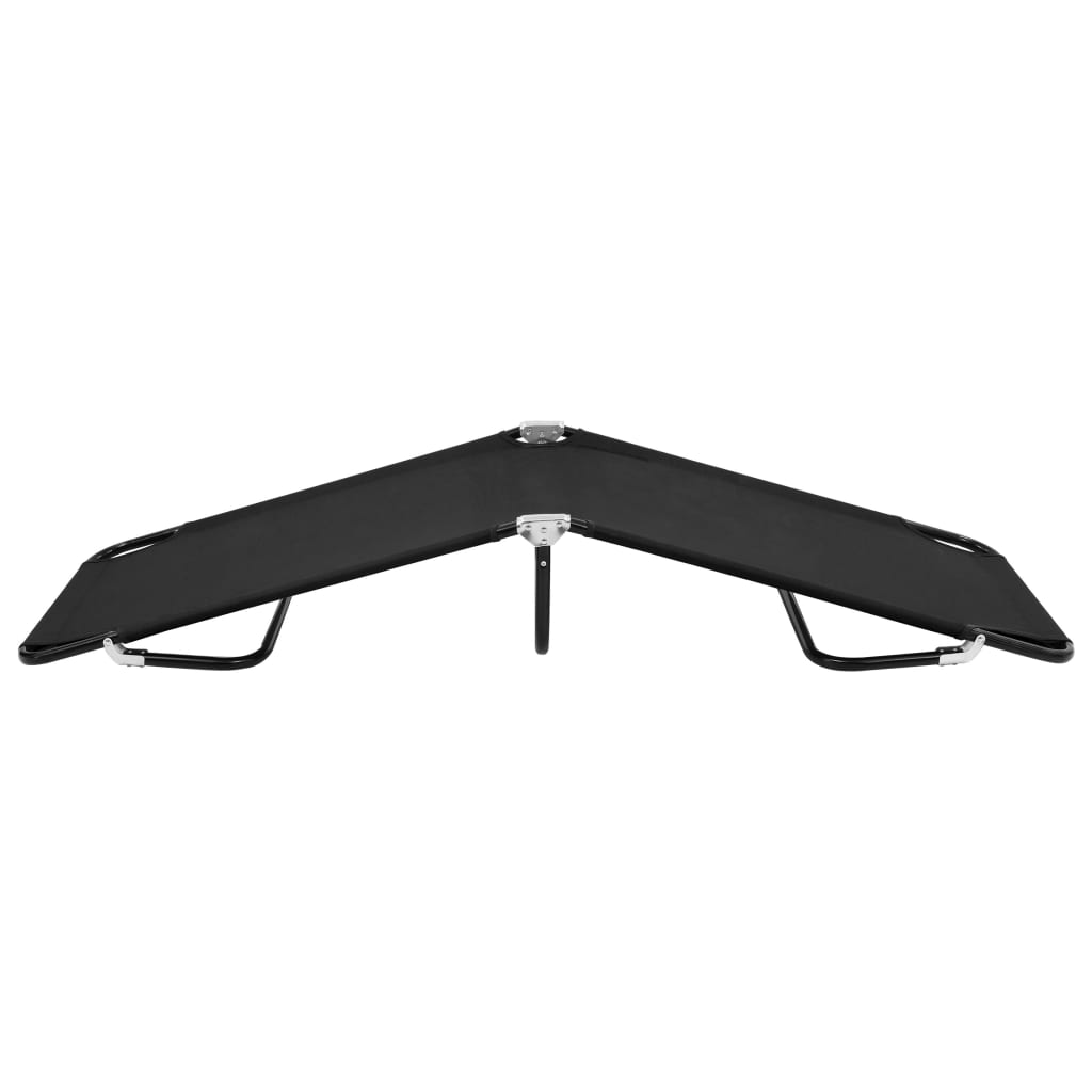 NNEVL Folding Sun Lounger Black Steel-1