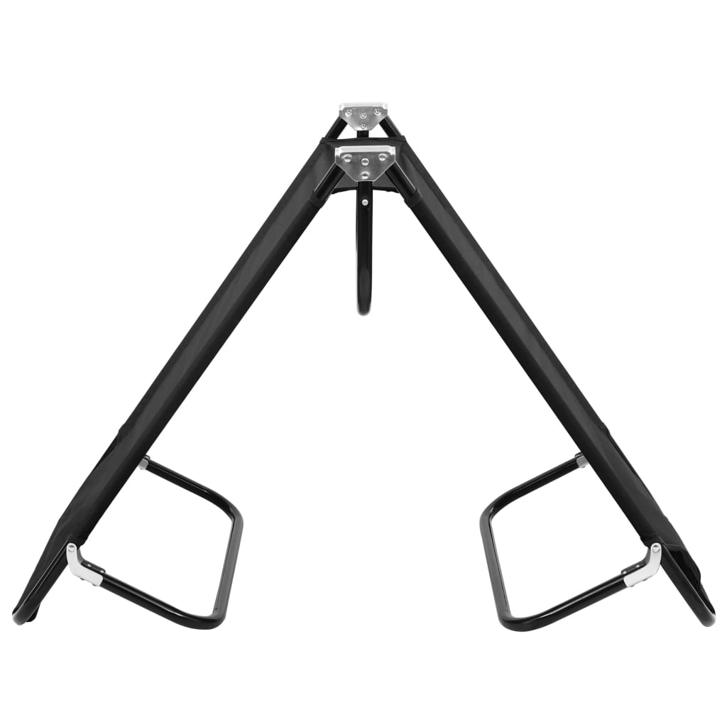 NNEVL Folding Sun Lounger Black Steel-2