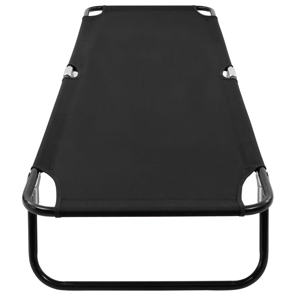 NNEVL Folding Sun Lounger Black Steel-3