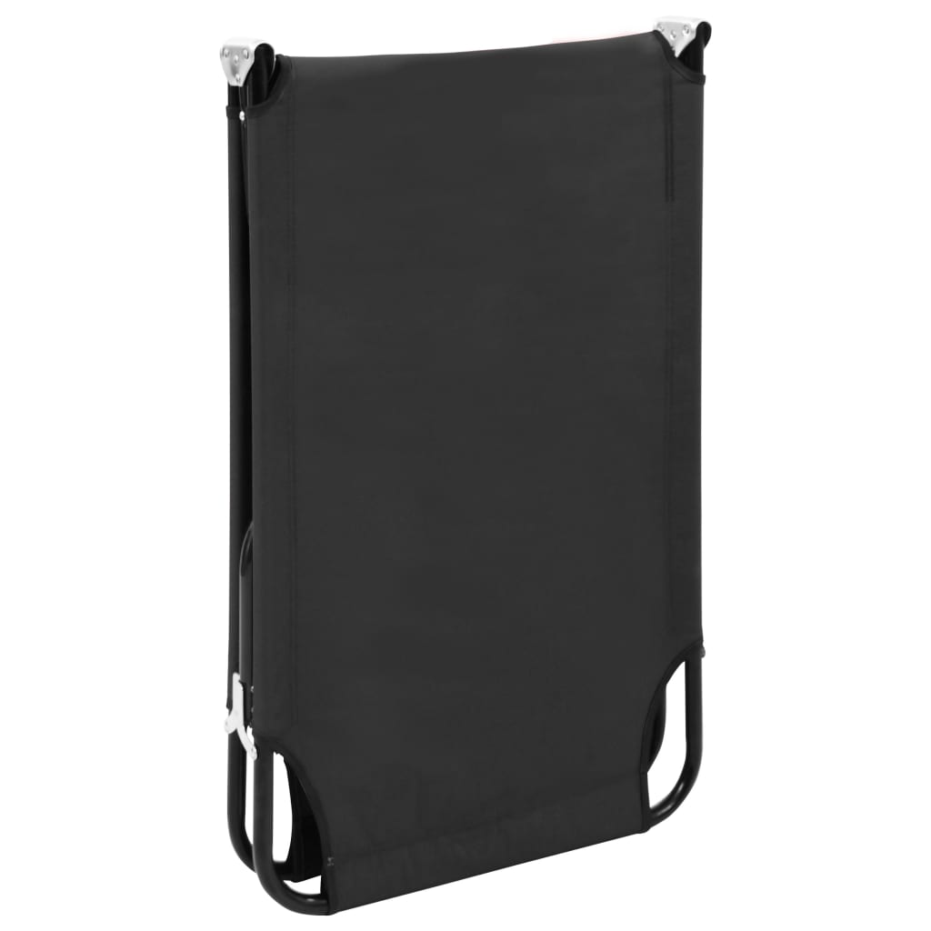 NNEVL Folding Sun Lounger Black Steel-4
