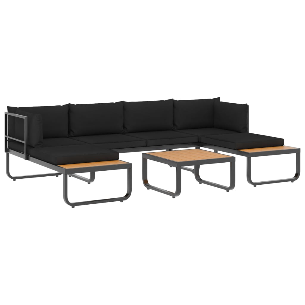 NNEVL 4 Piece Garden Corner Sofa Set with Cushions Aluminium and WPC-1