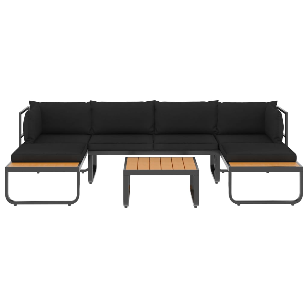 NNEVL 4 Piece Garden Corner Sofa Set with Cushions Aluminium and WPC-2