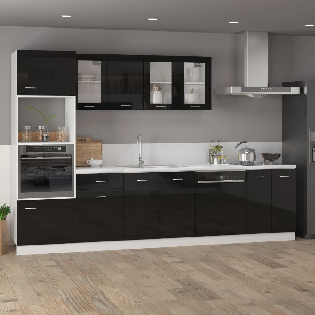 NNEVL Dishwasher Panel High Gloss Black 59.5x3x67 cm Chipboard-2