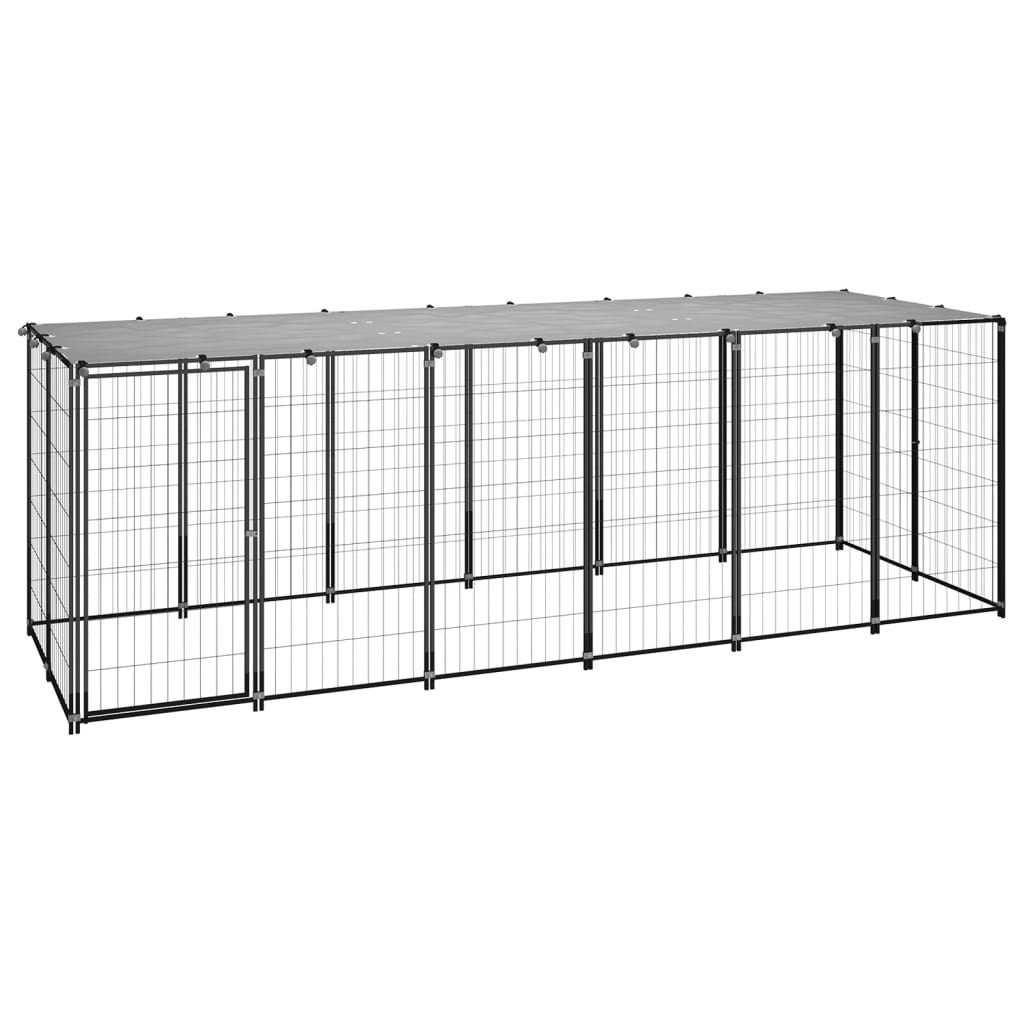 NNEVL Dog Kennel Black 330x110x110 cm Steel-0