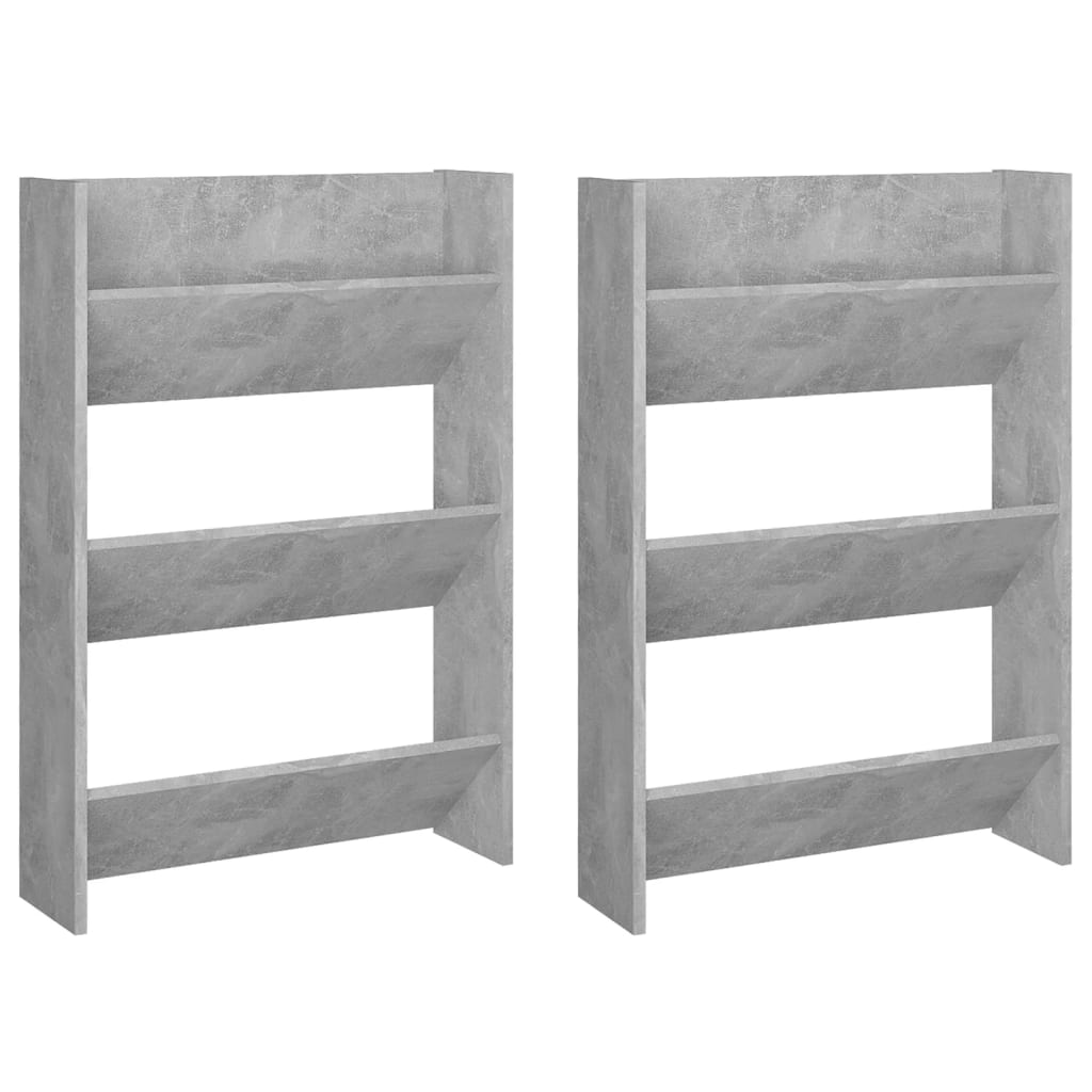 NNEVL Wall Shoe Cabinets 2 pcs Concrete Grey 60x18x90 cm Chipboard-1