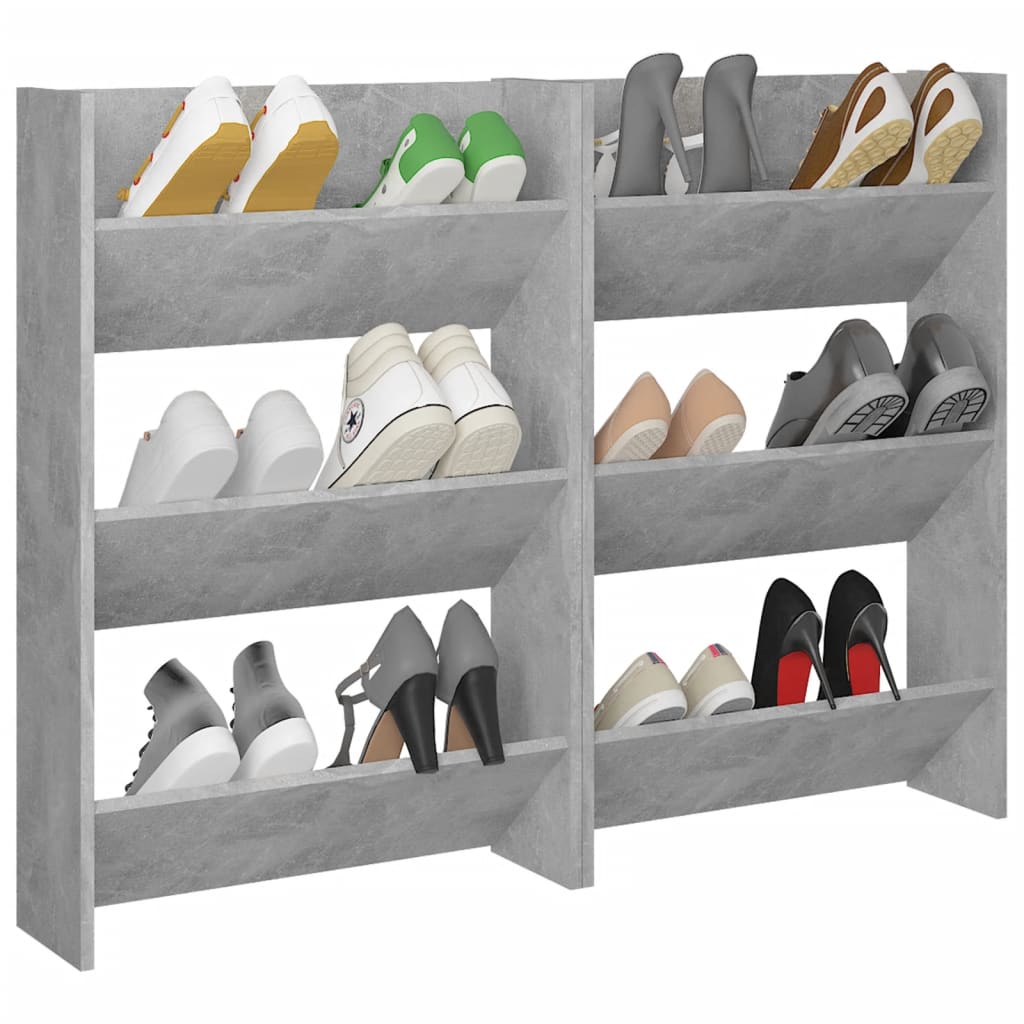 NNEVL Wall Shoe Cabinets 2 pcs Concrete Grey 60x18x90 cm Chipboard-2