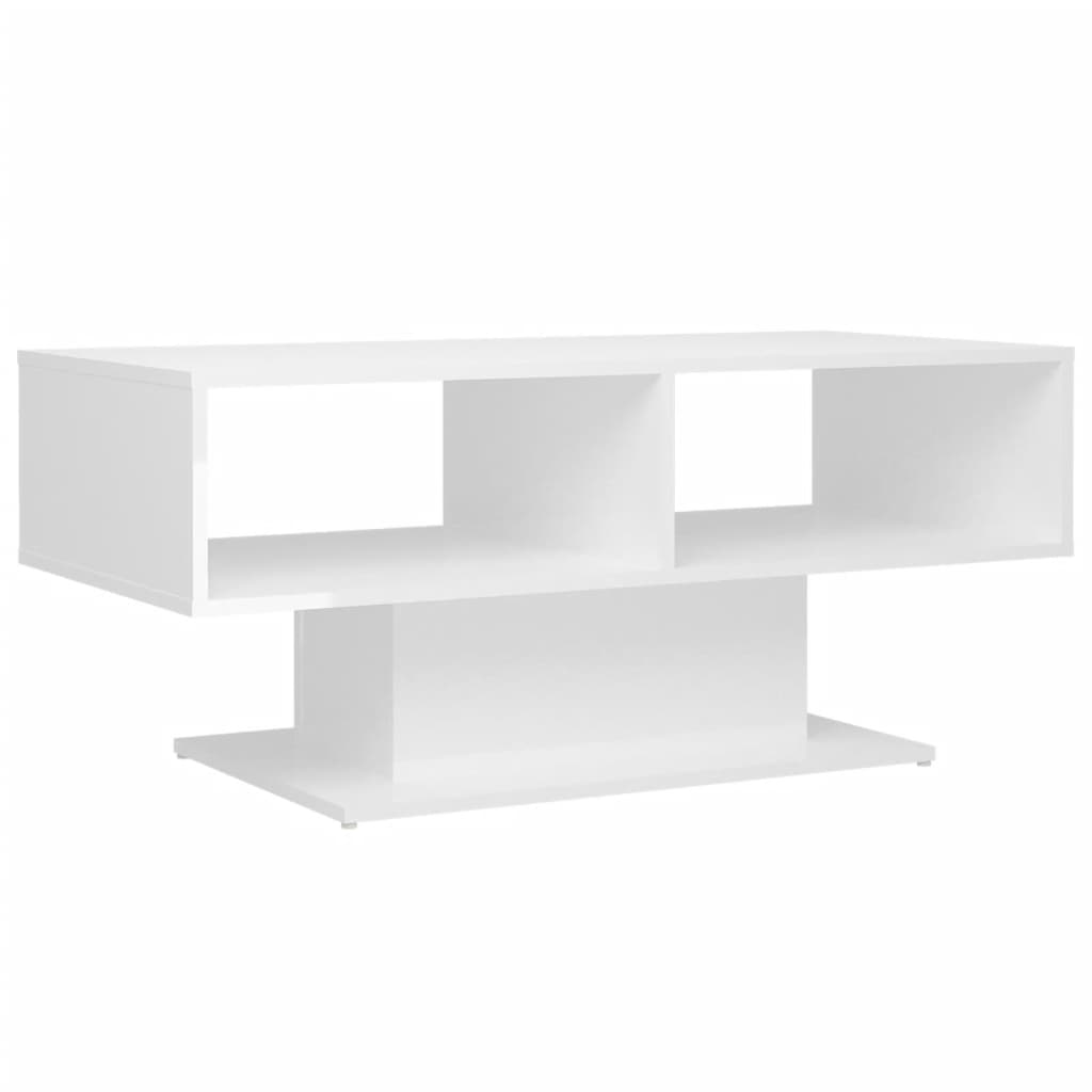 NNEVL Coffee Table High Gloss White 103.5x50x44.5 cm Chipboard-1