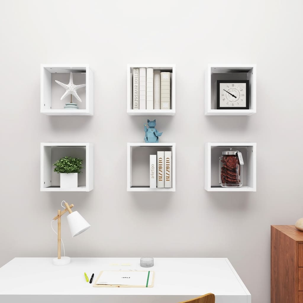 NNEVL Wall Cube Shelves 6 pcs White 30x15x30 cm-2