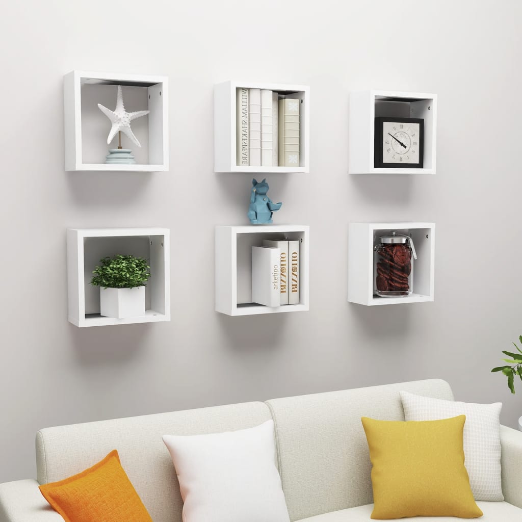 NNEVL Wall Cube Shelves 6 pcs White 30x15x30 cm-0