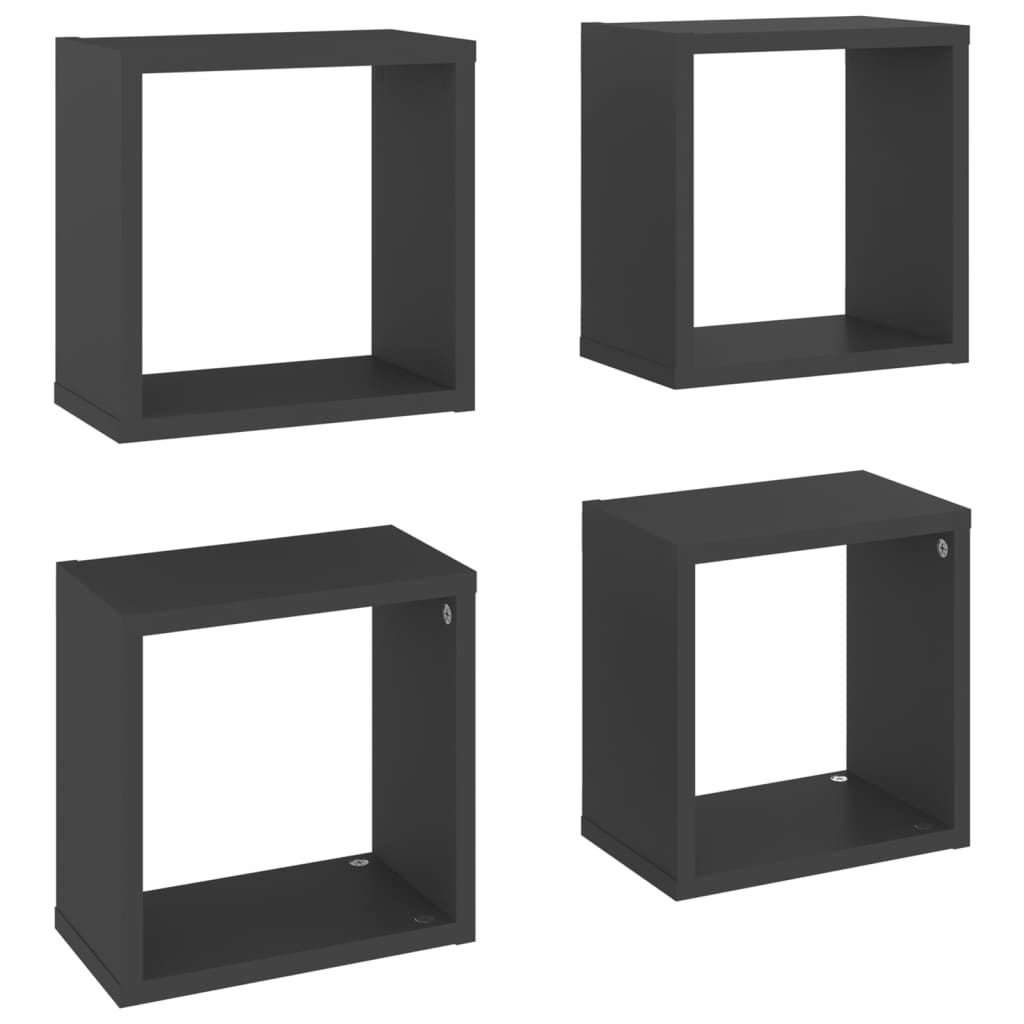 NNEVL Wall Cube Shelves 4 pcs Grey 26x15x26 cm-1