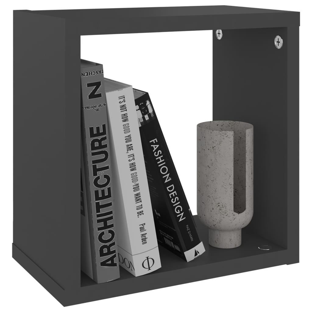 NNEVL Wall Cube Shelves 4 pcs Grey 26x15x26 cm-3
