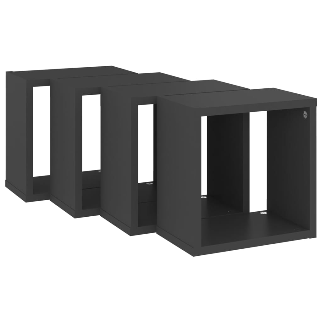 NNEVL Wall Cube Shelves 4 pcs Grey 26x15x26 cm-4