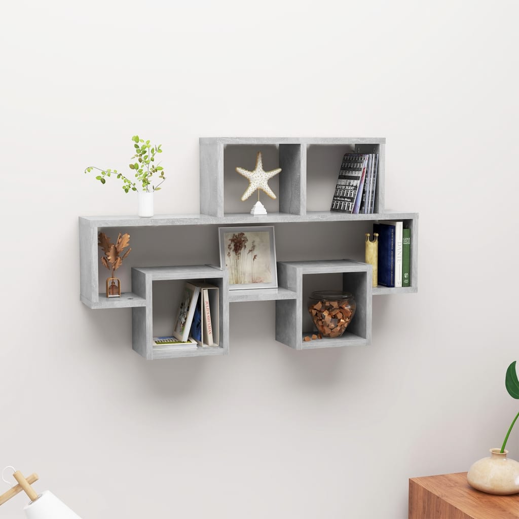 NNEVL Car-shaped Wall Shelf Concrete Grey 82x15x51 cm Chipboard-0