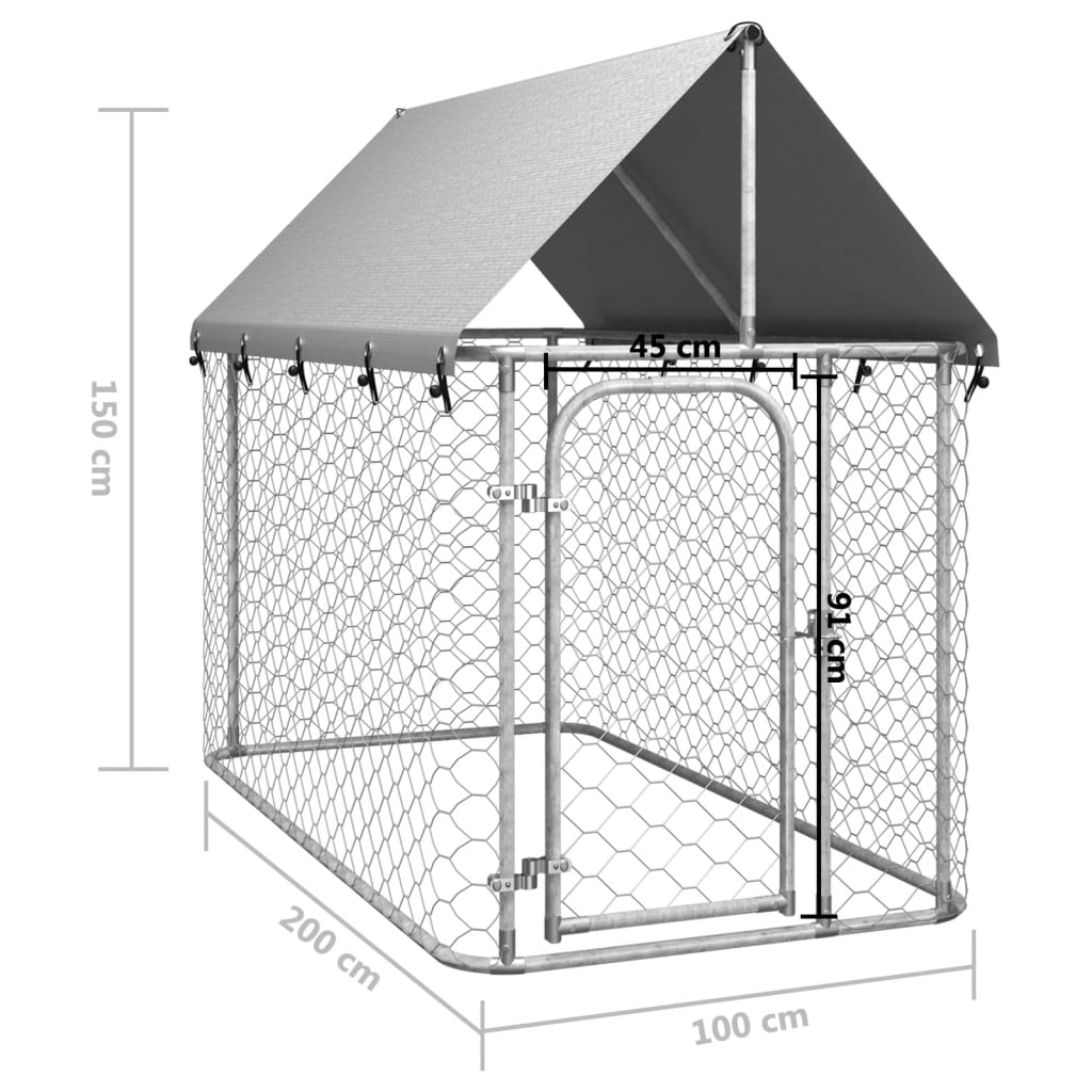 NNEVL Outdoor Dog Kennel with Roof 200x100x150 cm-4