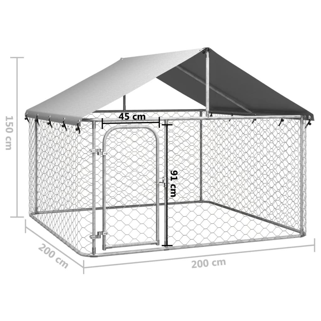 NNEVL Outdoor Dog Kennel with Roof 200x200x150 cm-4