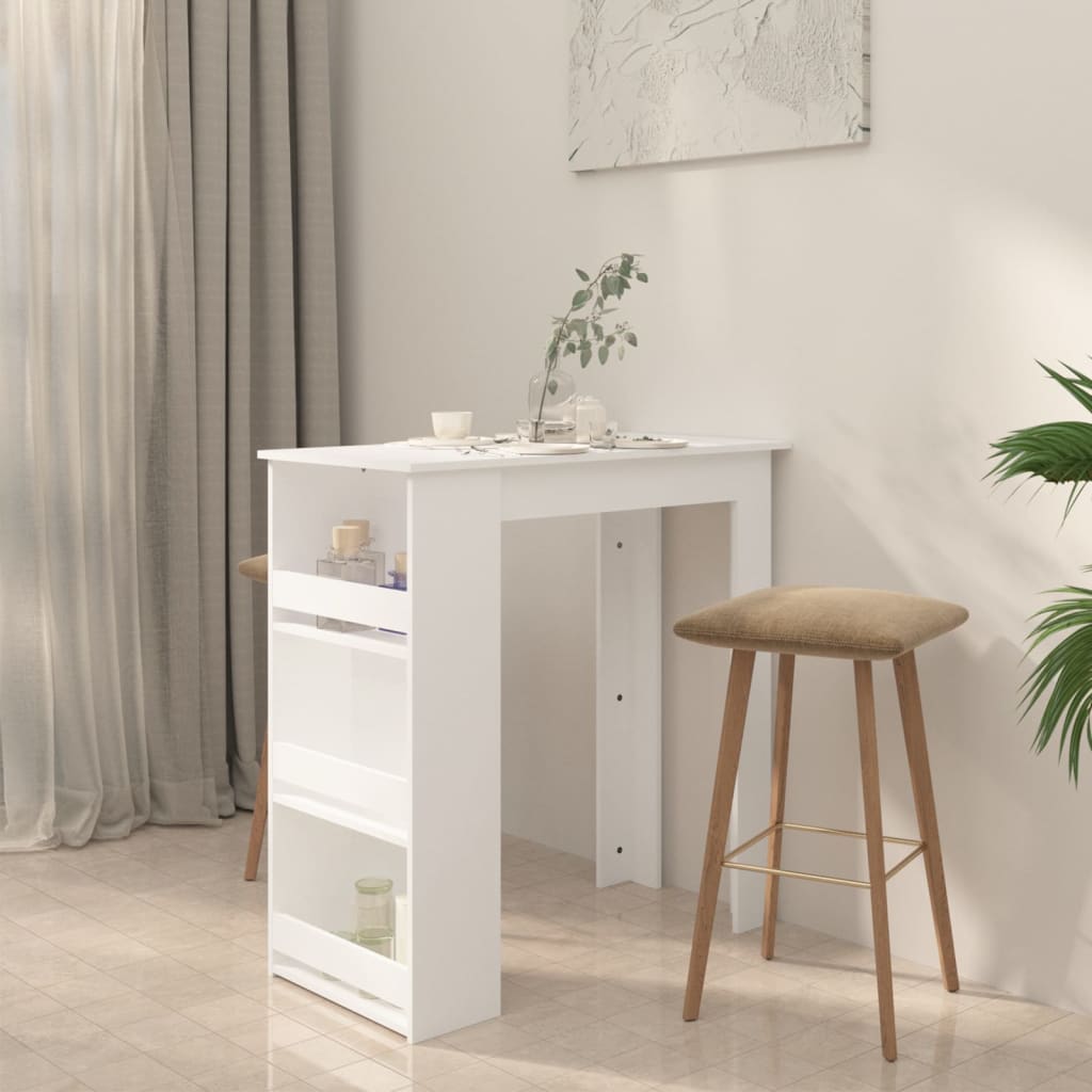 NNEVL Bar Table with Storage Rack White 102x50x103.5 cm Chipboard-2