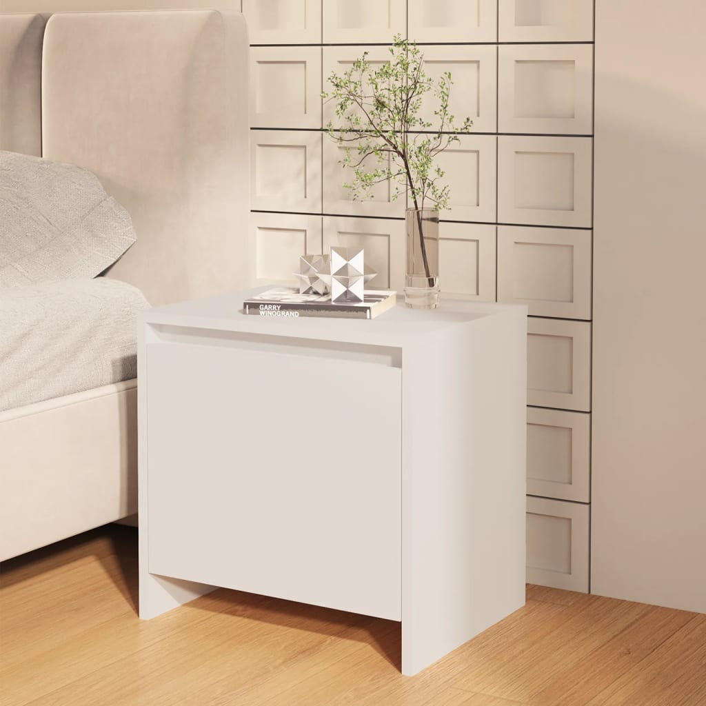 NNEVL Bedside Cabinet White 45x34x44.5 cm Chipboard-0