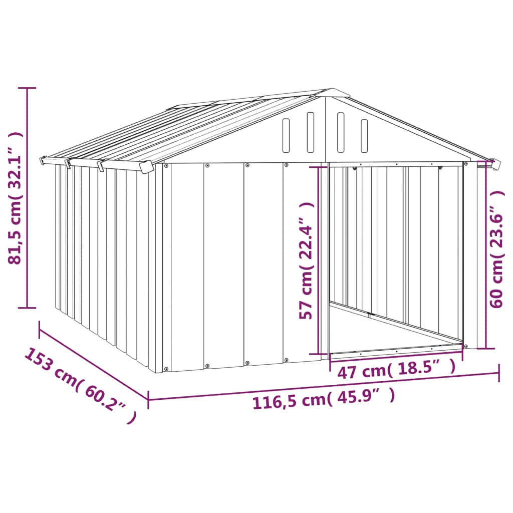 NNEVL Dog House Anthracite 116.5x153x81.5 cm Galvanised Steel-4