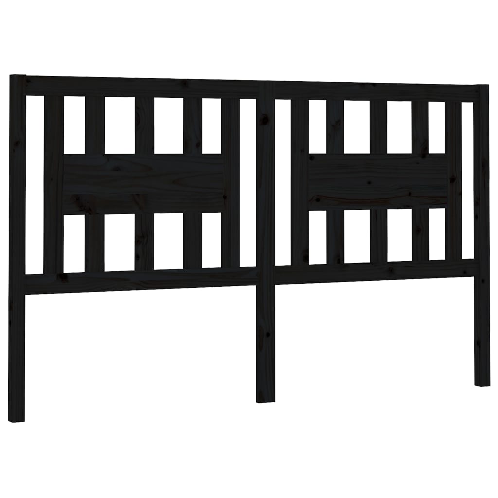 NNEVL Headboard Black 141x4x100 cm Solid Wood Pine-1