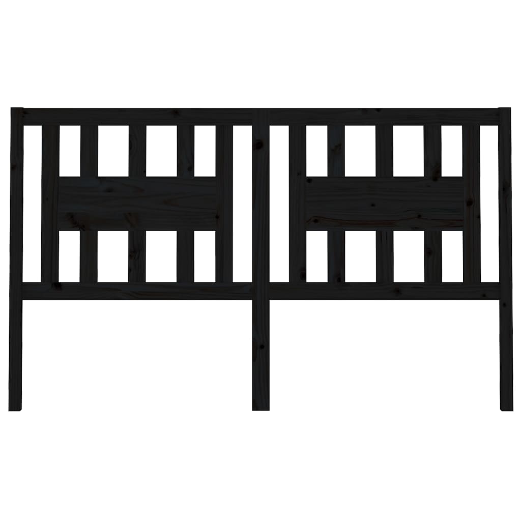 NNEVL Headboard Black 141x4x100 cm Solid Wood Pine-2