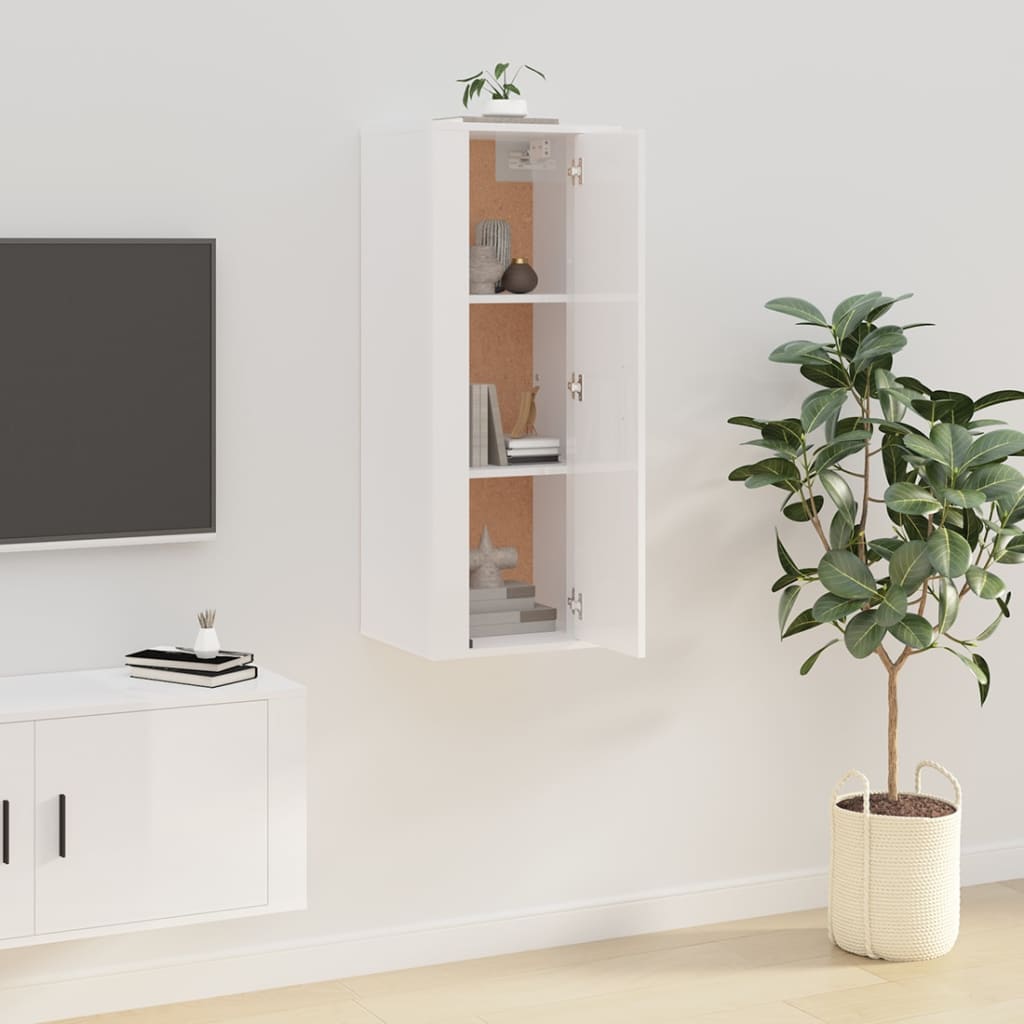 NNEVL Wall Mounted TV Cabinet High Gloss White 40x34.5x100 cm-3