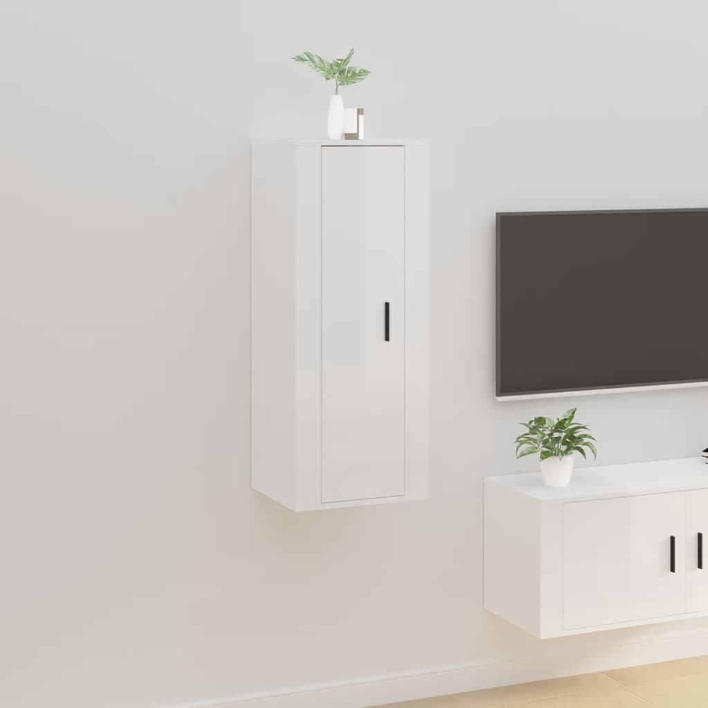 NNEVL Wall Mounted TV Cabinet High Gloss White 40x34.5x100 cm-0