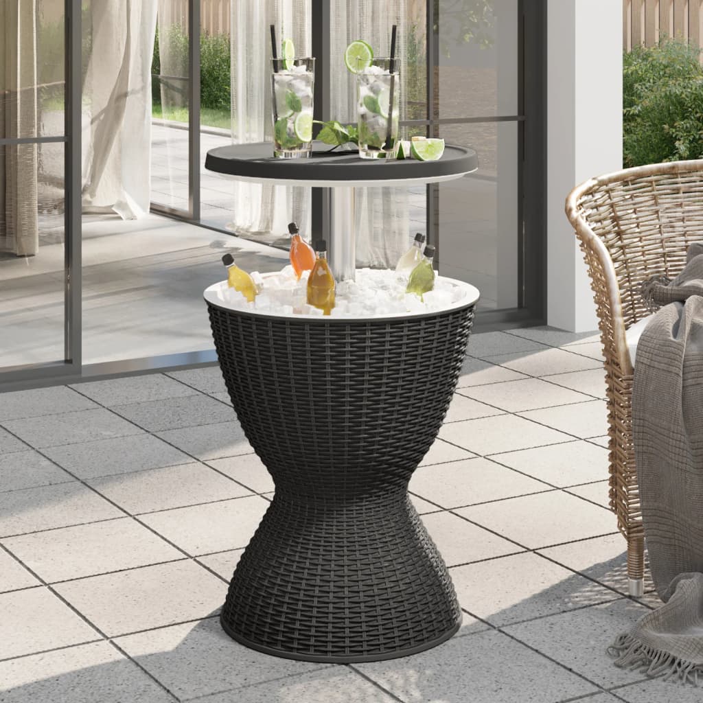 NNEVL 3-in-1 Ice Cooler Table Black Polypropylene-0