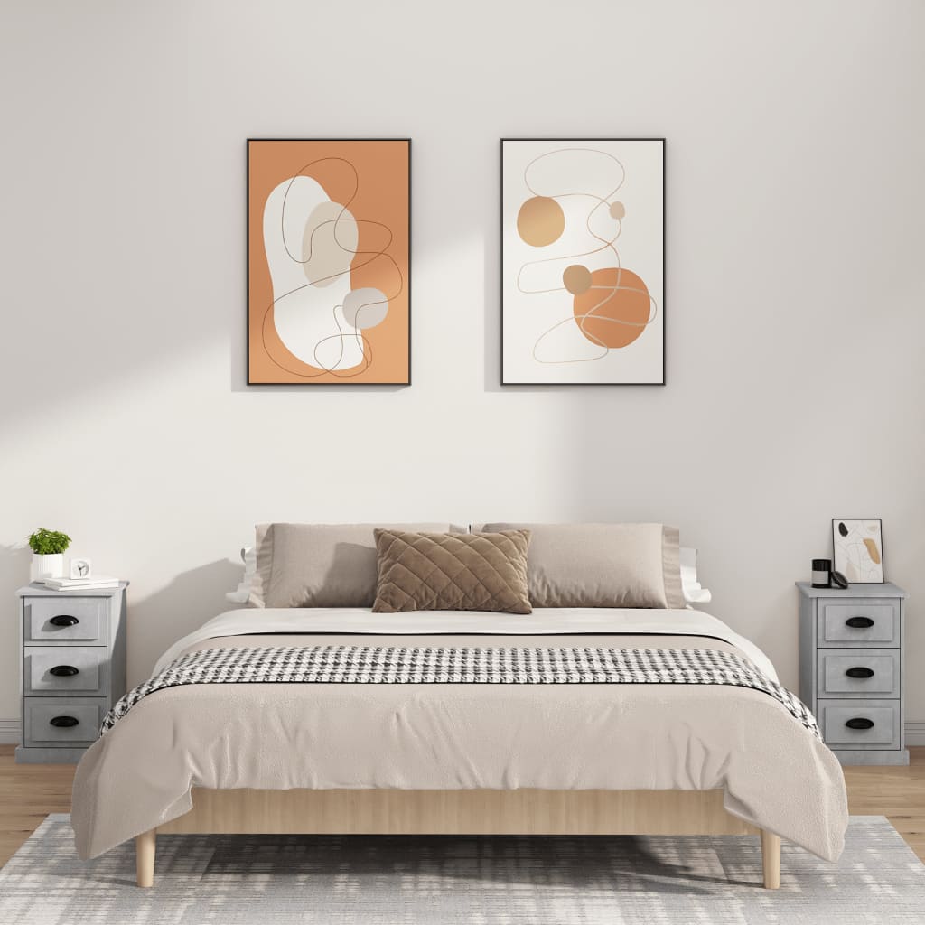 NNEVL Bedside Cabinet Concrete Grey 39x39x67 cm Engineered Wood-2