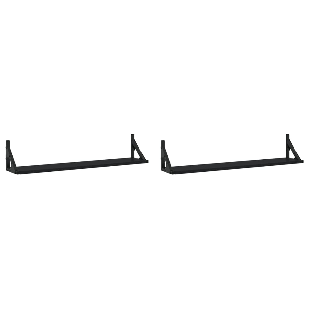 NNEVL Wall Shelves 2 pcs Black 80x15x15.5 cm Engineered Wood-1