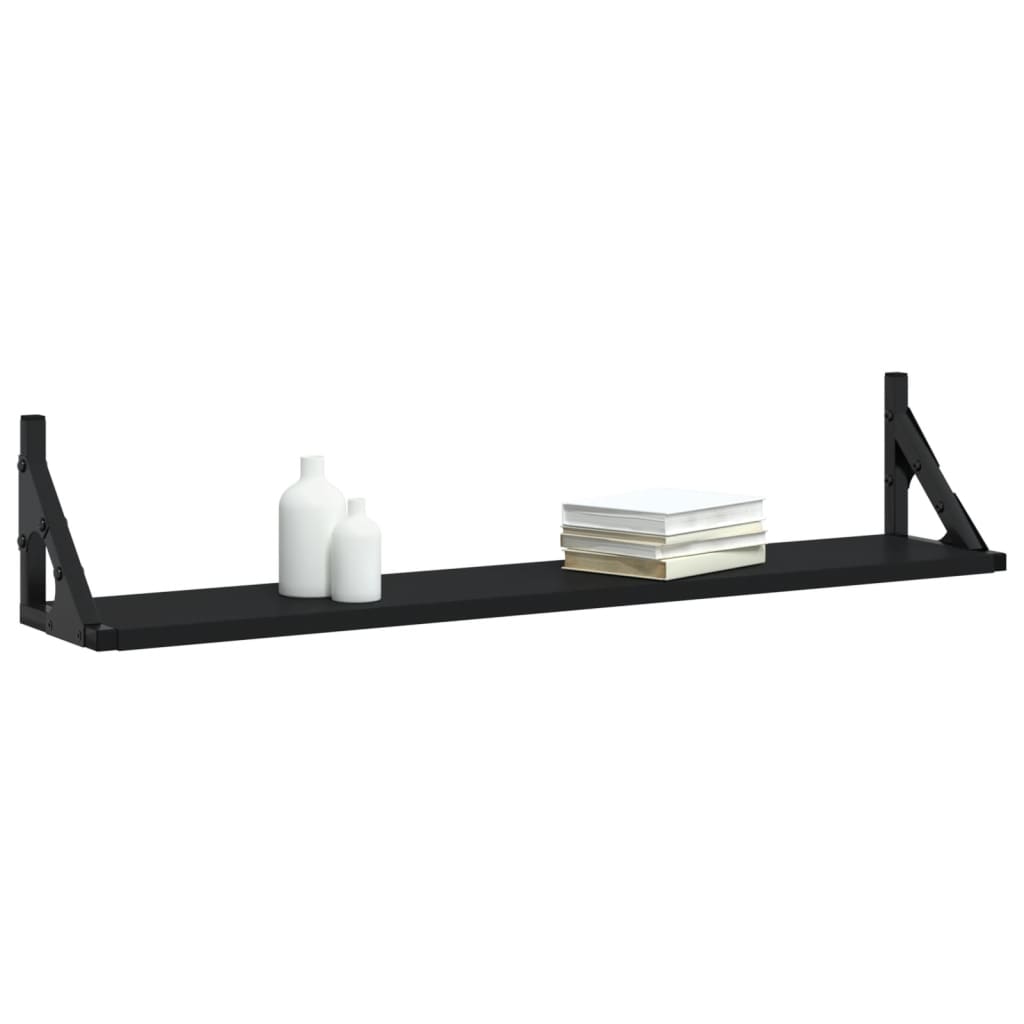 NNEVL Wall Shelves 2 pcs Black 80x15x15.5 cm Engineered Wood-2