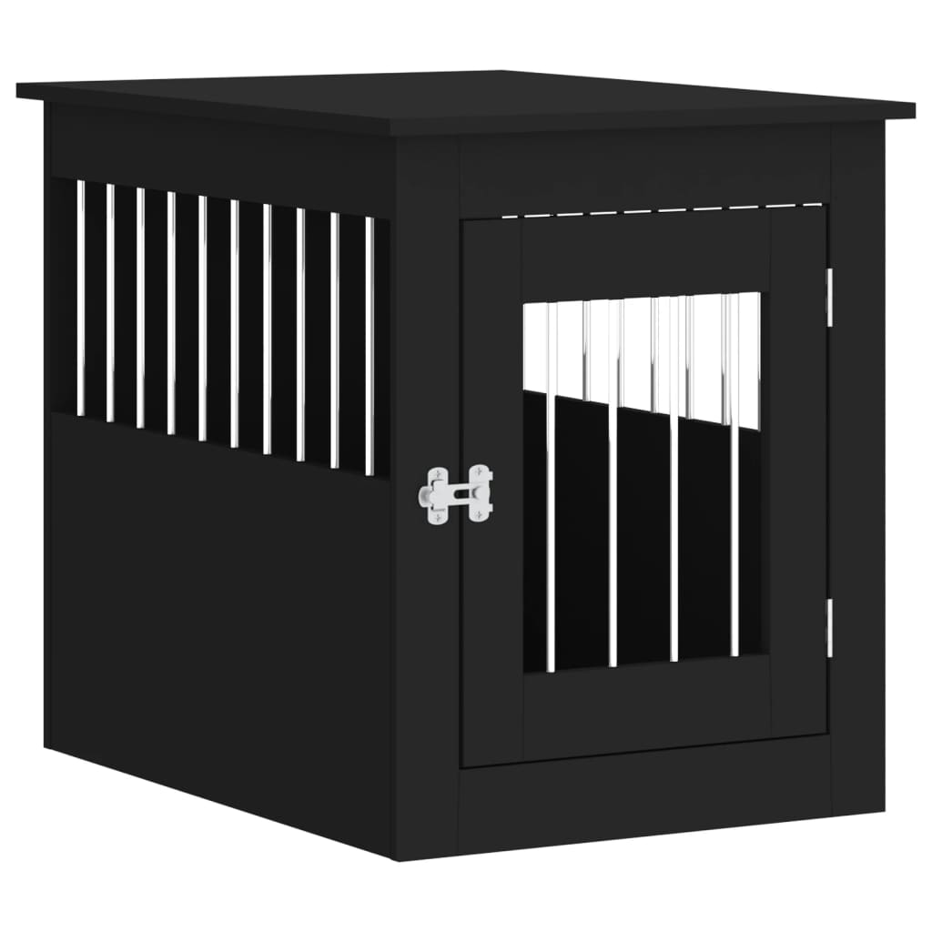 NNEVL Dog Crate Furniture Black 55x75x65 cm Engineered Wood-1
