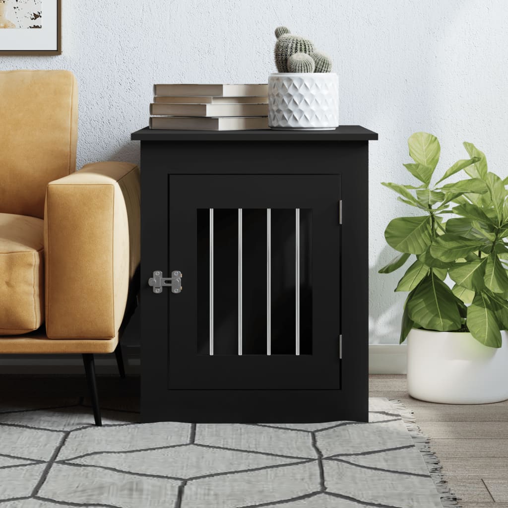 NNEVL Dog Crate Furniture Black 55x75x65 cm Engineered Wood-2