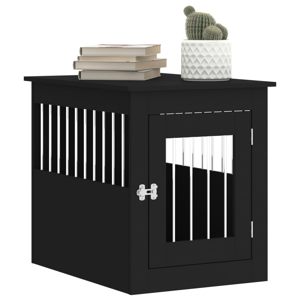 NNEVL Dog Crate Furniture Black 55x75x65 cm Engineered Wood-3