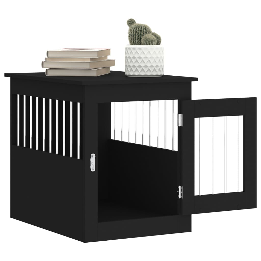 NNEVL Dog Crate Furniture Black 55x75x65 cm Engineered Wood-4