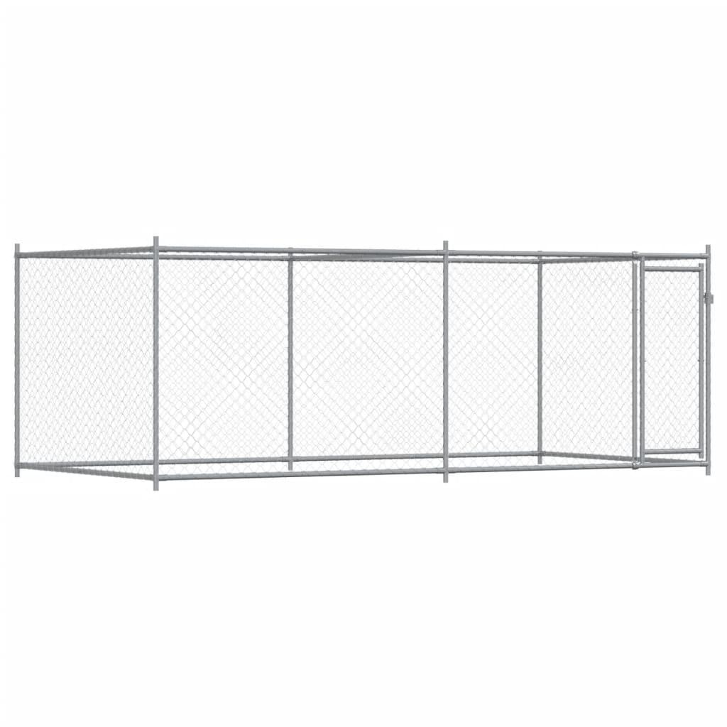 NNEVL Dog Cage with Door Grey 4x2x1.5 m Galvanised Steel-1