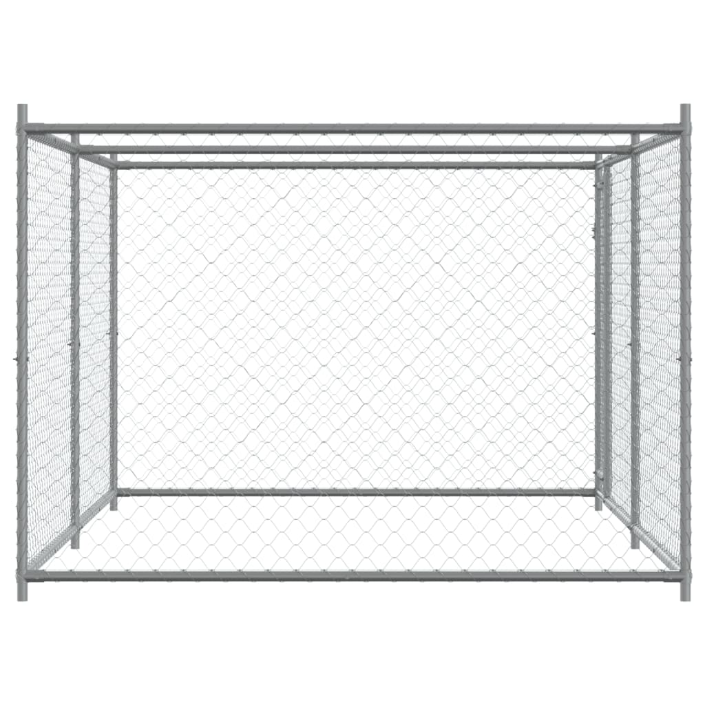 NNEVL Dog Cage with Door Grey 4x2x1.5 m Galvanised Steel-4