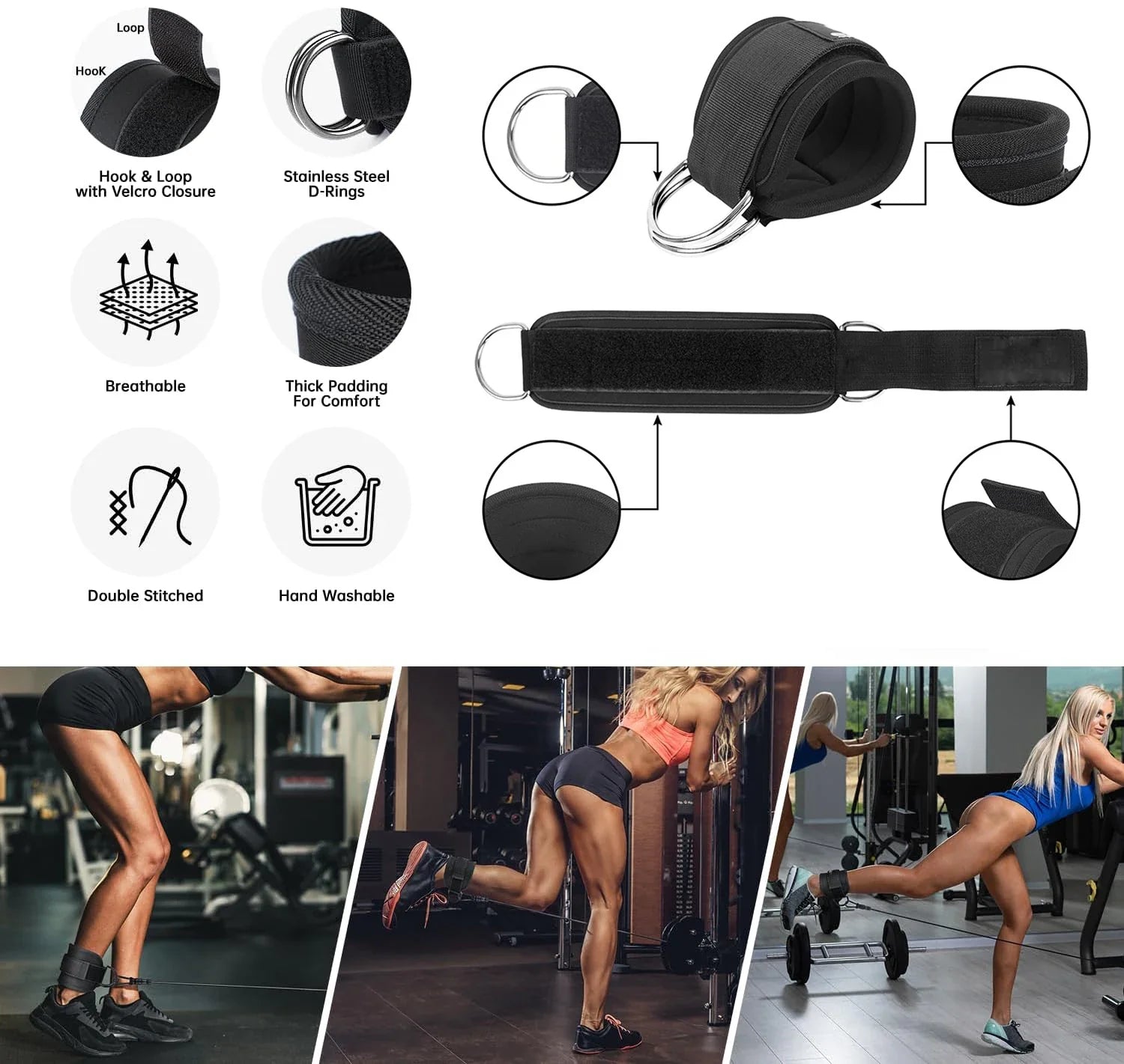 NNEOBA Ankle Resistance Bands Set for Leg and Butt Training-4